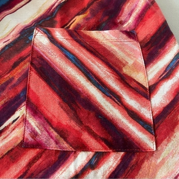 NWOT Logo Lori Goldstein Cotton Slub Top Persian red patch pocket size L - Picture 8 of 11